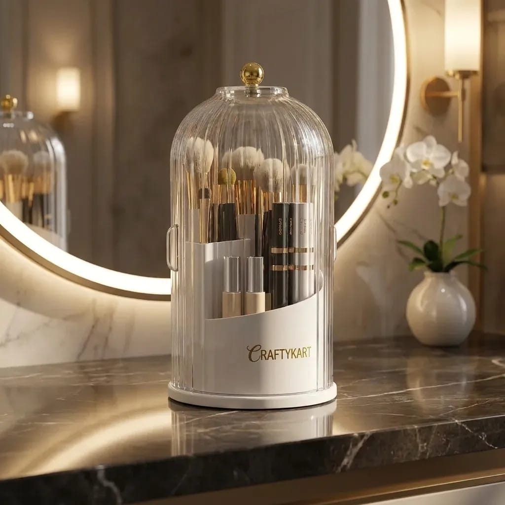 𝐂𝐑𝐀𝐅𝐓𝐘𝐂𝐀𝐑𝐓™ Dustproof Rotating Luxury Brush Holder