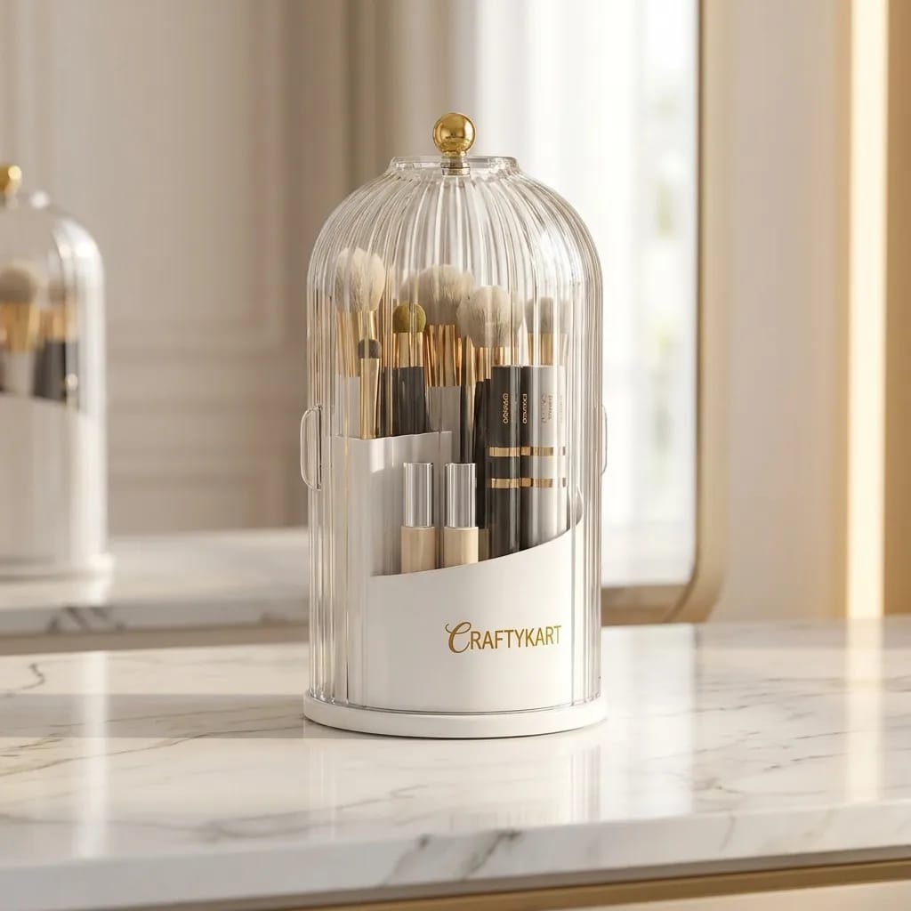 𝐂𝐑𝐀𝐅𝐓𝐘𝐂𝐀𝐑𝐓™ Dustproof Rotating Luxury Brush Holder